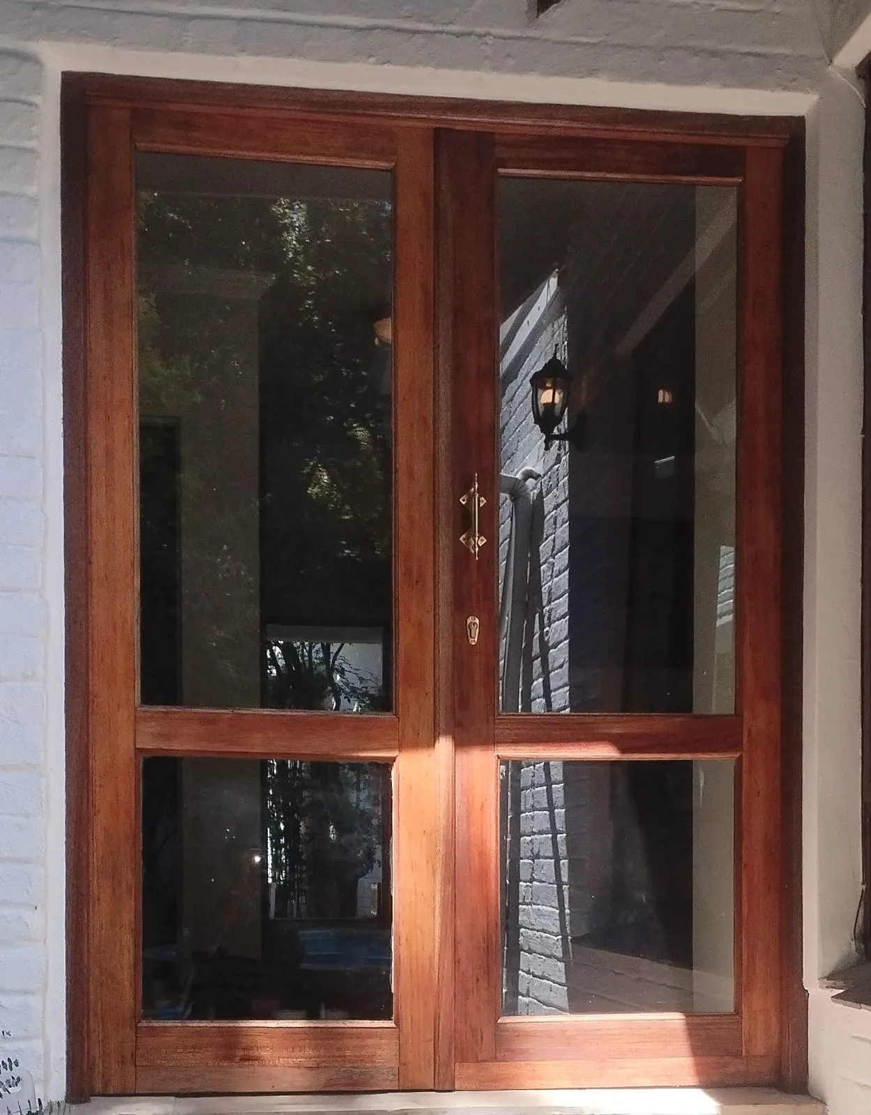 Restored hardwood french doors after oiling